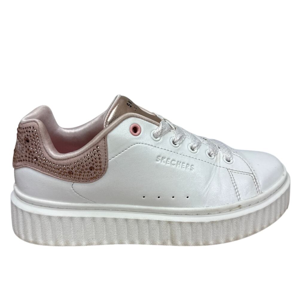 Skechers Street Hi Ridge White Rose Gold Rhinestone Platform Sneakers 4 310289L